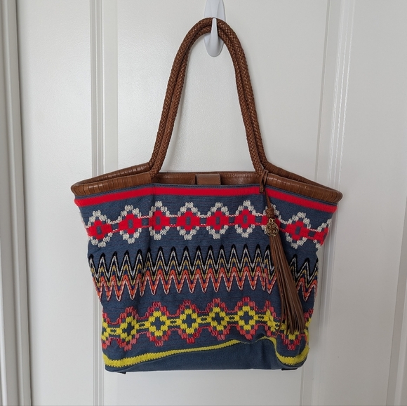 Tory Burch Taylor Aztec Embroidered Canvas Tote - Picture 4 of 10